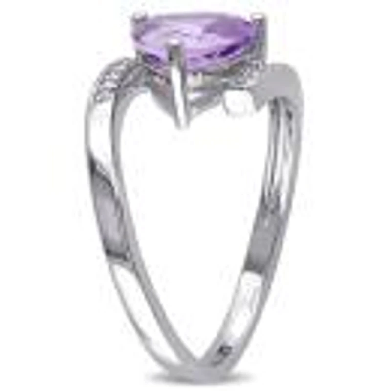 Julianna B Sterling Silver Amethyst & 0.06Ct Diamond Fashion Ring