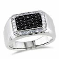 Julianna B Sterling Silver Black Spinel And White Sapphire Men'S Ring