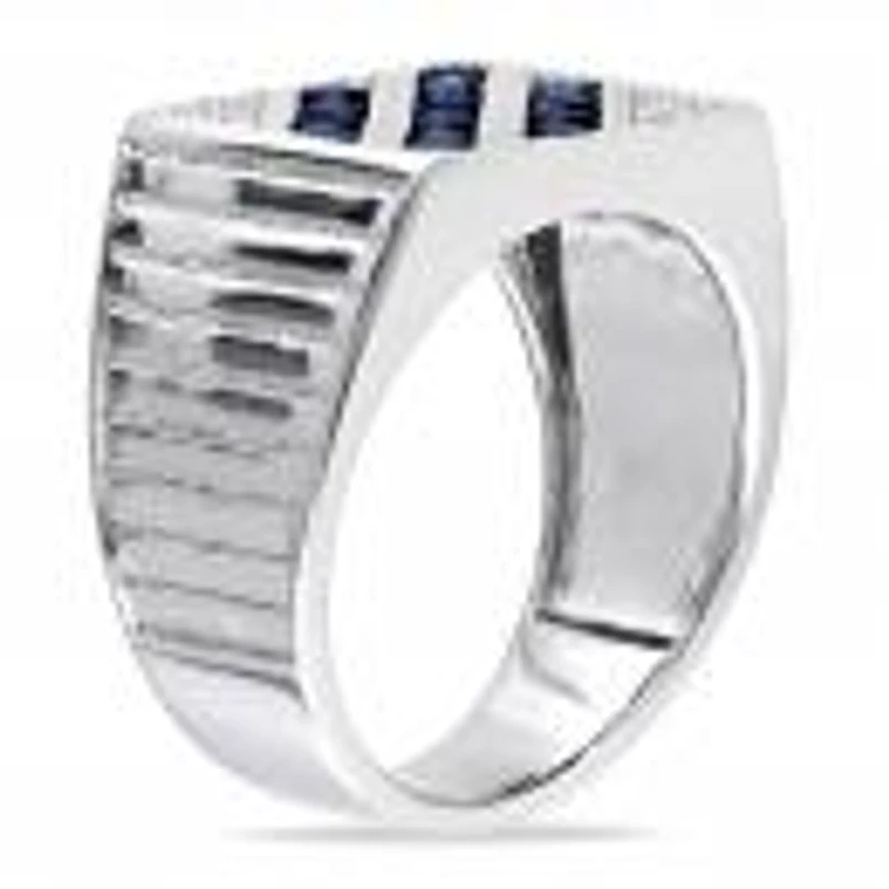 Julianna B Sterling Silver White And Blue Sapphire Men'S Ring