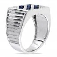 Julianna B Sterling Silver White And Blue Sapphire Men'S Ring