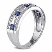Julianna B 10K White Gold 0.25Ctw Diamond & Sapphire Anniversary Band