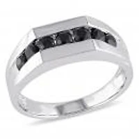 Julianna B Sterling Silver Black Sapphire Men'S Ring