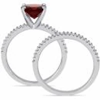 Julianna B 14K White Gold Garnet & 0.25Ctw Diamond Fashion Ring