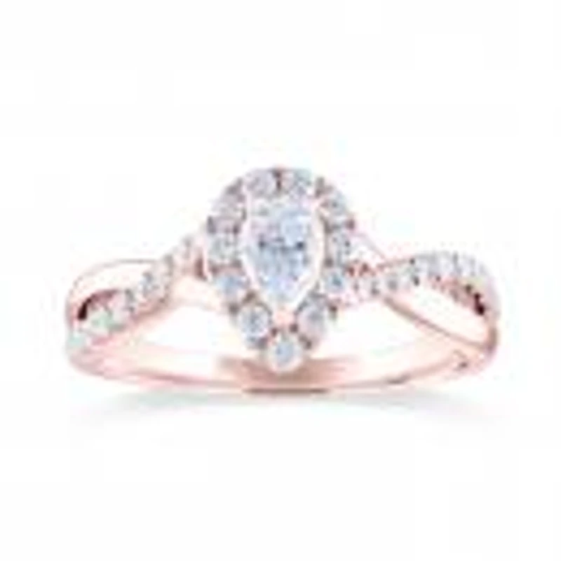 Diamond Revelations 14K Rose Gold Pear Shaped 0.70Ctw Bridal Ring