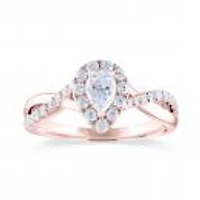 Diamond Revelations 14K Rose Gold Pear Shaped 0.70Ctw Bridal Ring