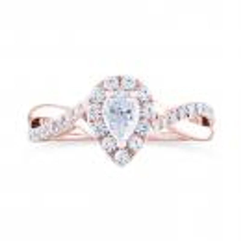Diamond Revelations 14K Rose Gold Pear Shaped 0.70Ctw Bridal Ring