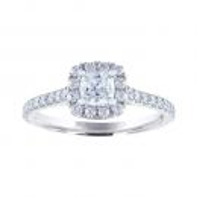 Diamond Revelations 14K White Gold 0.80Ctw Cushion Cut Bridal Ring