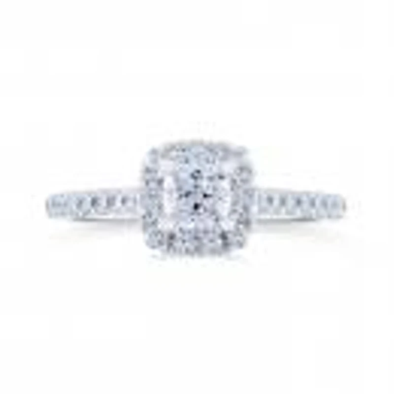 Diamond Revelations 14K White Gold 0.80Ctw Cushion Cut Bridal Ring