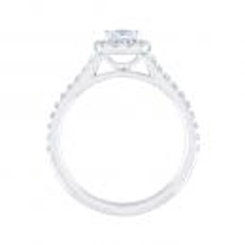 Diamond Revelations 14K White Gold 0.80Ctw Cushion Cut Bridal Ring
