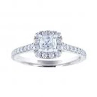 Diamond Revelations 14K White Gold 0.80Ctw Cushion Cut Bridal Ring