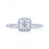 Diamond Revelations 14K White Gold 0.80Ctw Cushion Cut Bridal Ring
