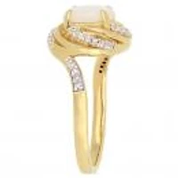 Julianna B Yellow Plated Sterling Silver Opal White Topaz & Diamond Accent Ring