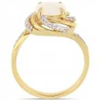 Julianna B Yellow Plated Sterling Silver Opal White Topaz & Diamond Accent Ring
