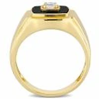Julianna B Yellow Plated Sterling Silver Black Onyx & White Sapphire Men'S Ring