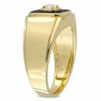 Julianna B Yellow Plated Sterling Silver Black Onyx & White Sapphire Men'S Ring