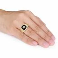 Julianna B Yellow Plated Sterling Silver Black Onyx & White Sapphire Men'S Ring