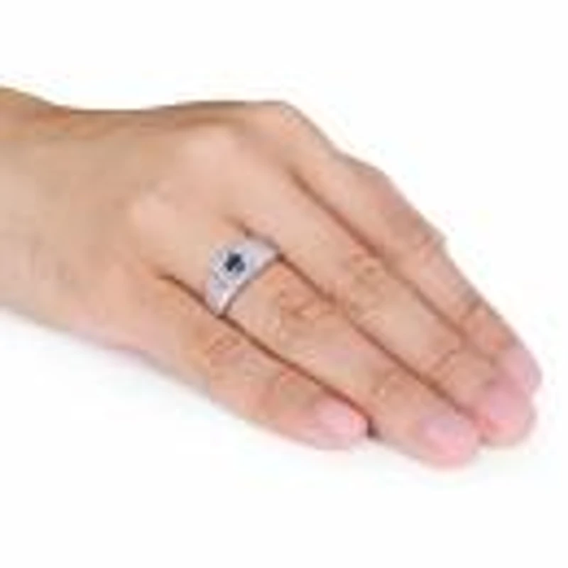 Julianna B  Sterling Silver Blue Sapphire And White Men'S Ring