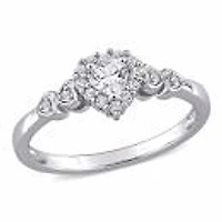 Julianna B Sterling Silver Created White Sapphire & 0.012Ctw Diamond Heart Ring