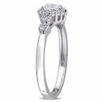 Julianna B Sterling Silver Created White Sapphire & 0.012Ctw Diamond Heart Ring