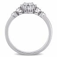 Julianna B Sterling Silver Created White Sapphire & 0.012Ctw Diamond Heart Ring