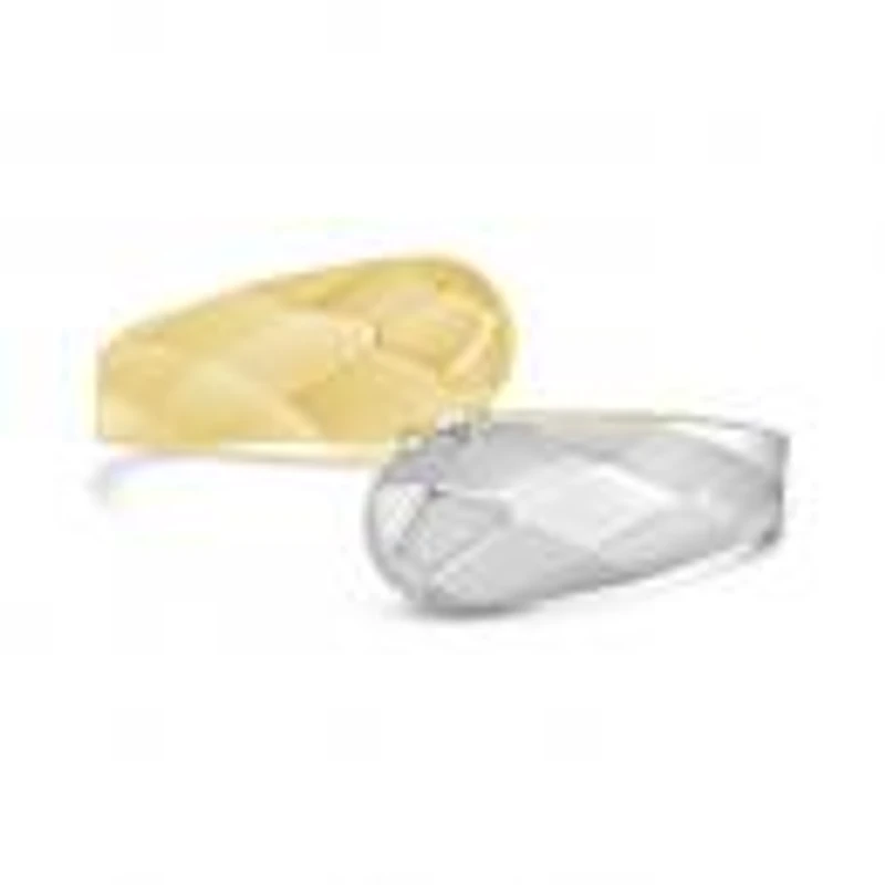 10K Yellow And White Gold Diamond Cut Chunky Twist Open Ring