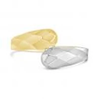 10K Yellow And White Gold Diamond Cut Chunky Twist Open Ring