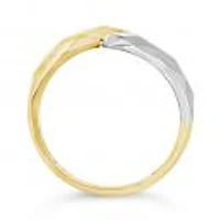 10K Yellow And White Gold Diamond Cut Chunky Twist Open Ring