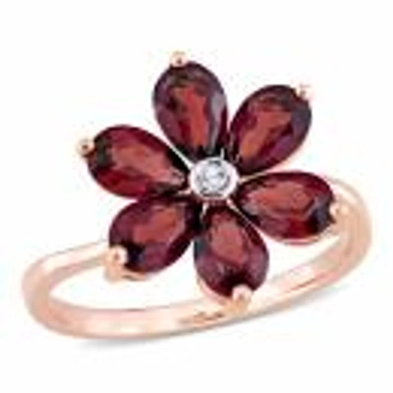 Julianna B 10K Rose Gold Garnet & 0.02Ctw Diamond Ring