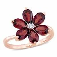 Julianna B 10K Rose Gold Garnet & 0.02Ctw Diamond Ring