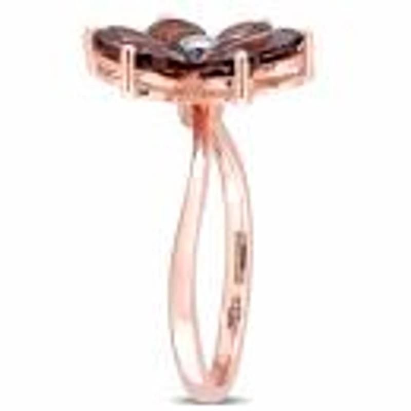 Julianna B 10K Rose Gold Garnet & 0.02Ctw Diamond Ring