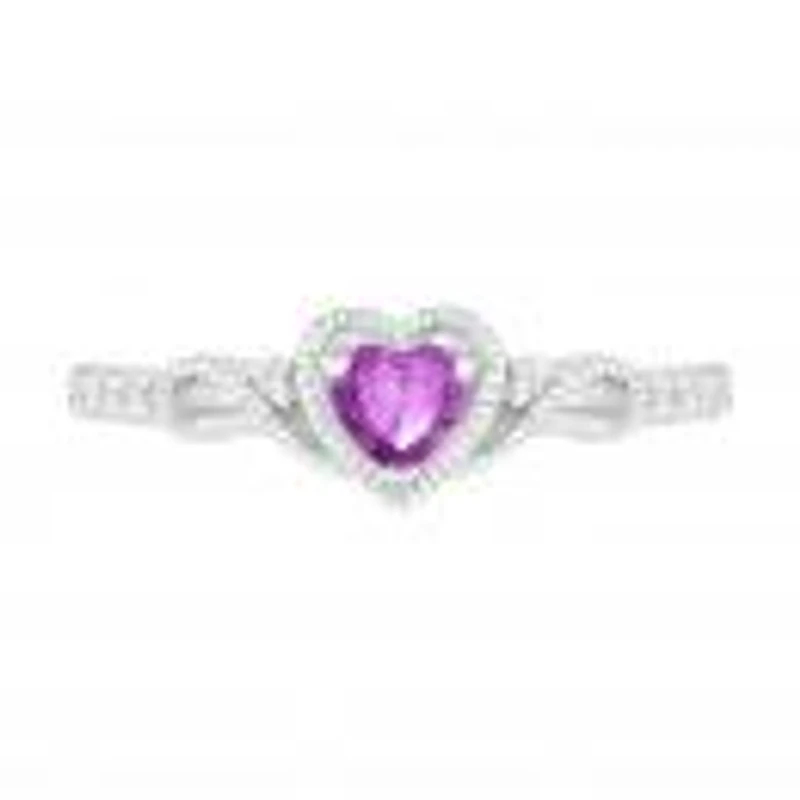 Sterling Silver Amethyst & 0.10Ctw Diamond Ring