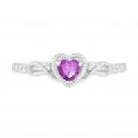 Sterling Silver Amethyst & 0.10Ctw Diamond Ring