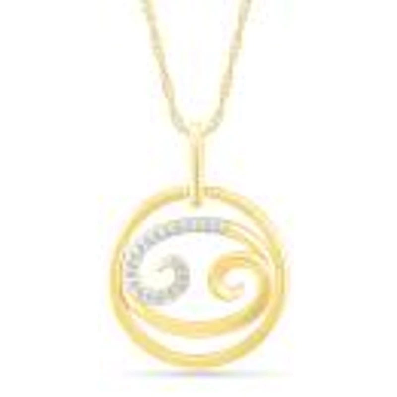 10K Yellow Gold Cancer Diamond Pendant