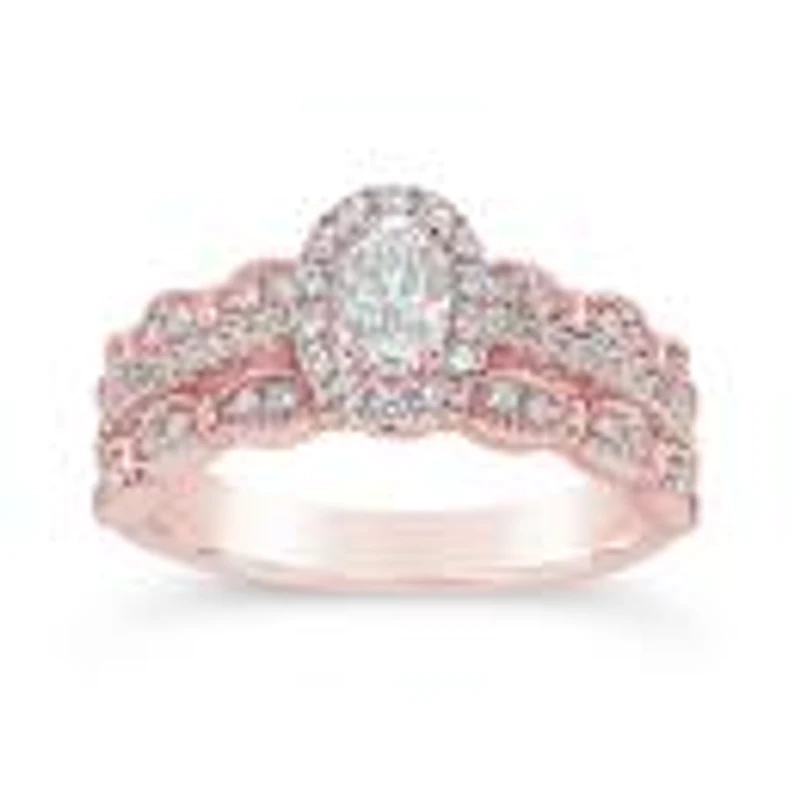 Diamond Revelations 14K Rose Gold 1.00Ctw Oval Diamond Bridal Ring