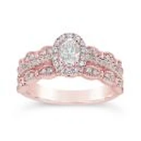 Diamond Revelations 14K Rose Gold 1.00Ctw Oval Diamond Bridal Ring