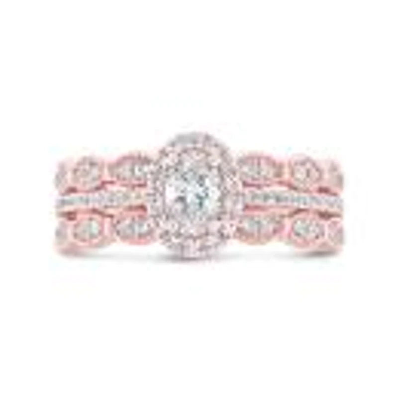 Diamond Revelations 14K Rose Gold 1.00Ctw Oval Diamond Bridal Ring