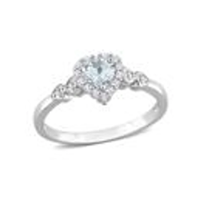 Julianna B Sterling Silver 0.012Ct Diamond, Aquamarine & White Topaz Ring