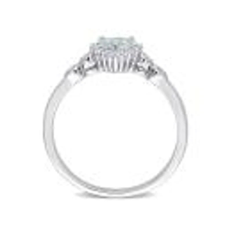 Julianna B Sterling Silver 0.012Ct Diamond, Aquamarine & White Topaz Ring