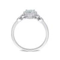 Julianna B Sterling Silver 0.012Ct Diamond, Aquamarine & White Topaz Ring