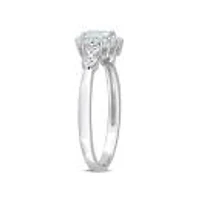 Julianna B Sterling Silver 0.012Ct Diamond, Aquamarine & White Topaz Ring