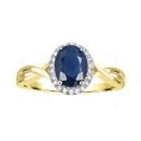 10K Yellow Gold Sapphire And Diamond Infinity Ring