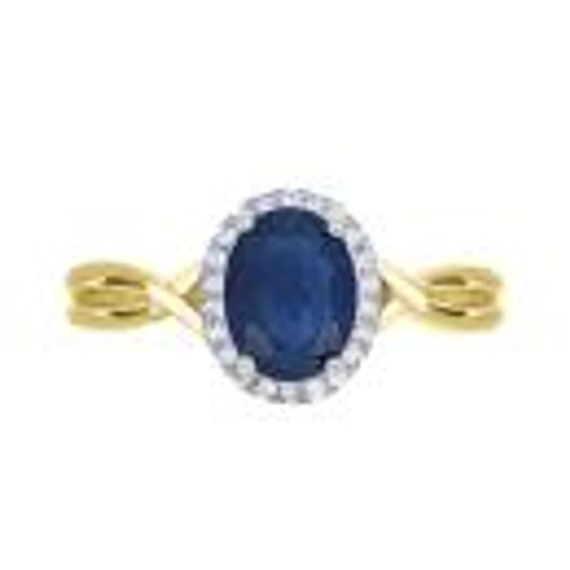 10K Yellow Gold Sapphire And Diamond Infinity Ring