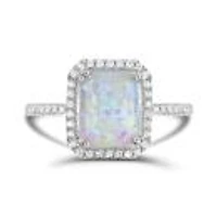 Sterling Silver Created Opal And Created White Sapphire Ring