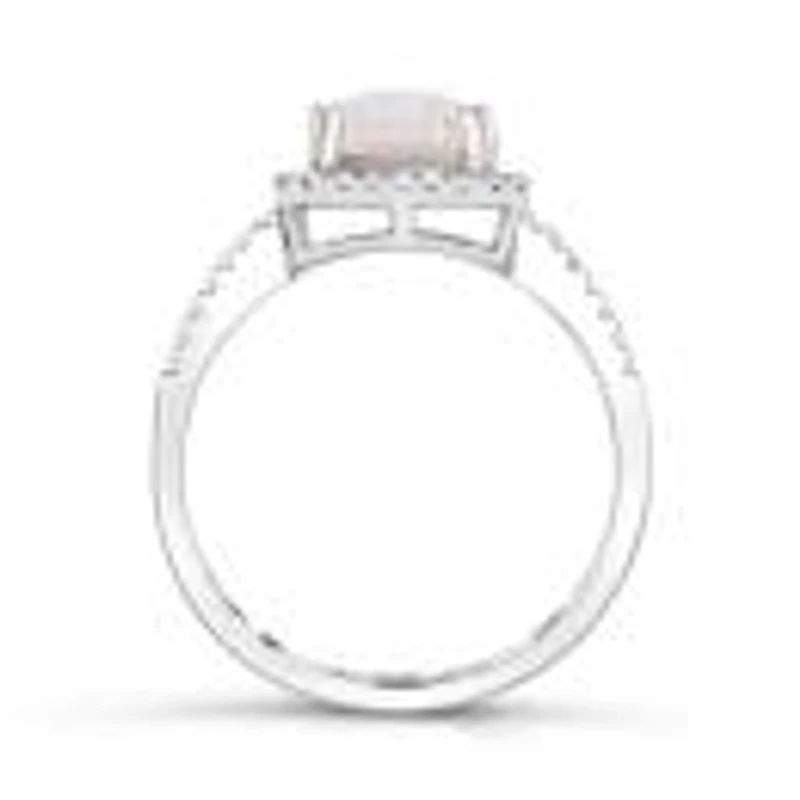 Sterling Silver Created Opal And Created White Sapphire Ring