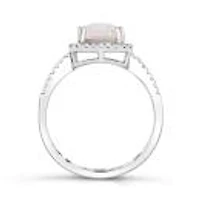 Sterling Silver Created Opal And Created White Sapphire Ring