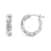 Infinite Love 10K White Gold Diamond Hoop Earrings