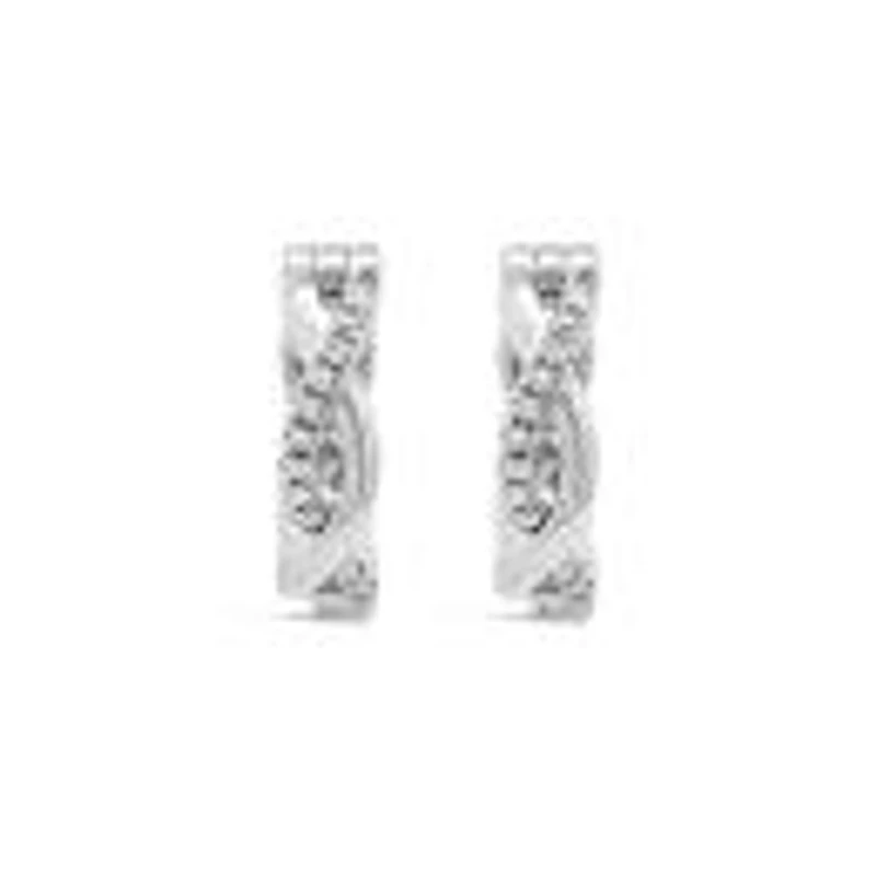 Infinite Love 10K White Gold Diamond Hoop Earrings