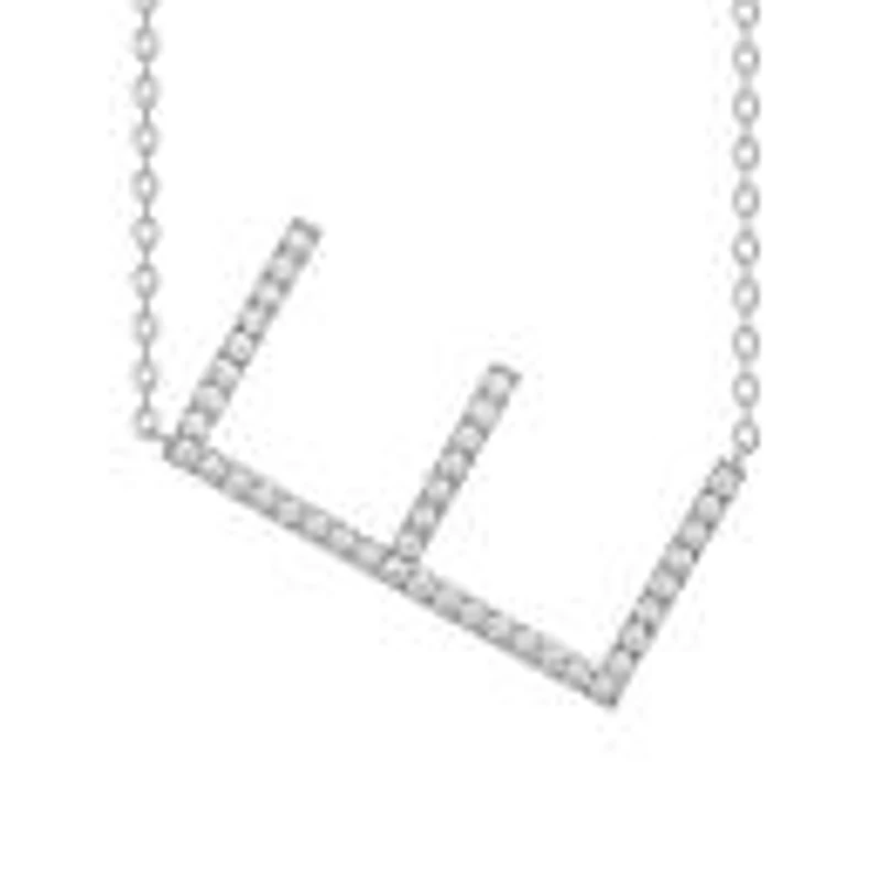 New Brilliance Sterling Silver Lab Grown 0.75Ctw Diamond Initial "E" Necklace