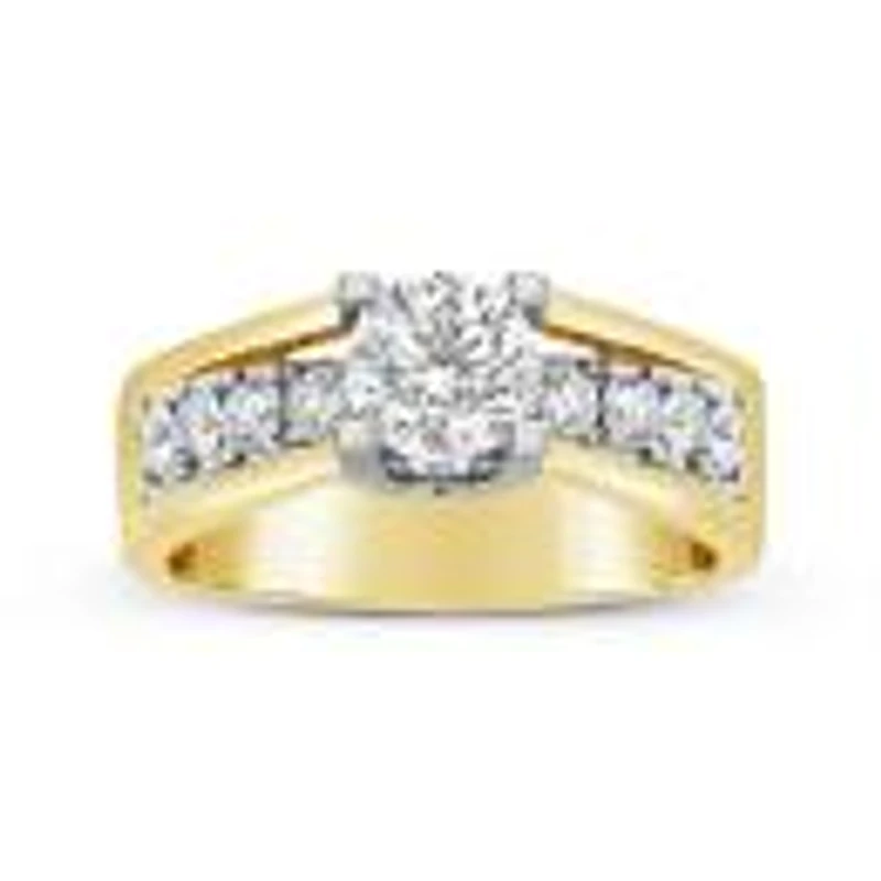 Blossom 14K Yellow Gold Lab Grown 1.65Ctw Diamond Solitaire Ring With Accents