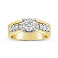 Blossom 14K Yellow Gold Lab Grown 1.65Ctw Diamond Solitaire Ring With Accents